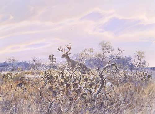 Deer leaping over brush